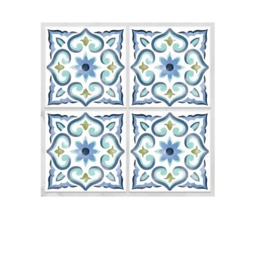 RoomMatesSpanish Tile White & Blue Stick- 4 Sheets, New